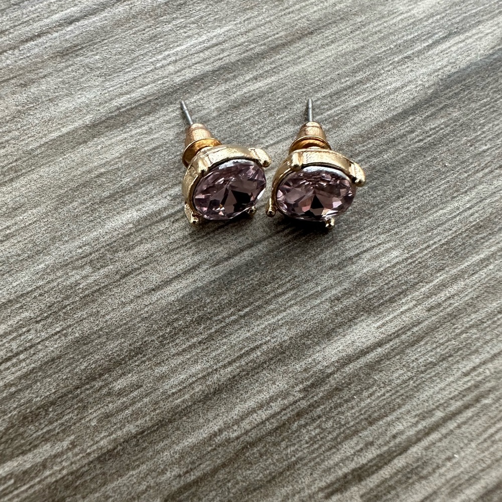 🔥3 for $5 Pink and Gold Rhinestone Gemstone Post Earrings Statement